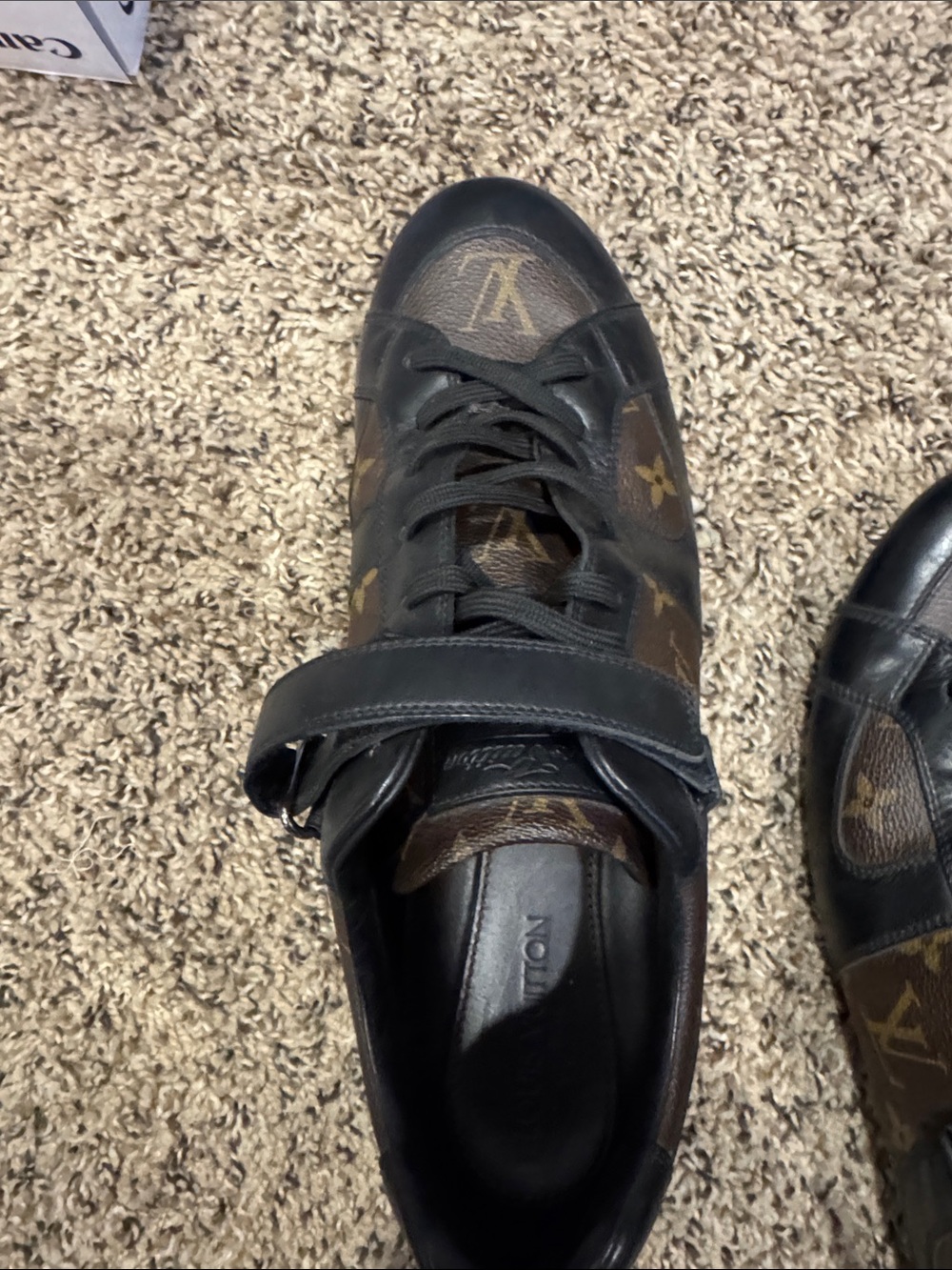Louis Vuitton Men's Monogram Brown & Black Leather Sneaker with Strap